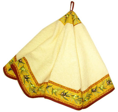 Hand - face octogonal towel (olives 2005. yellow x red) - Click Image to Close